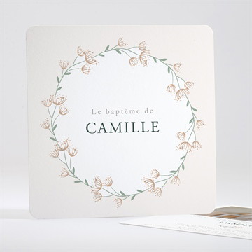 Faire-part de baptême fleurs pastel