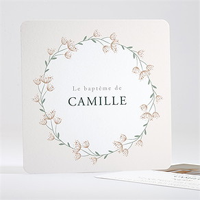 Faire-part de baptême fleurs pastel