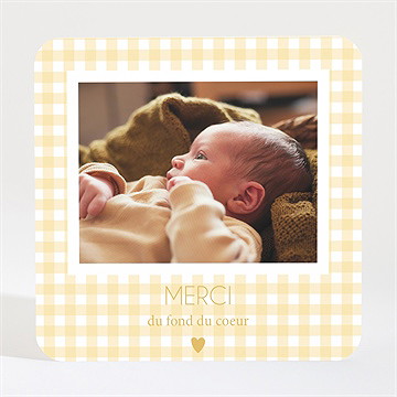 Remerciement naissance jaune vichy - Mise en situation