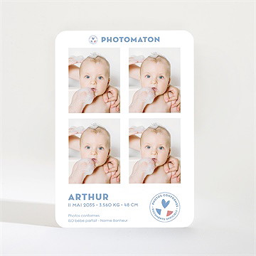 Faire-part naissance photos d'identité - Mise en situation
