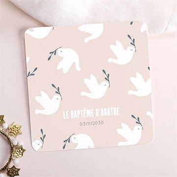 Faire-part de baptême envolée de colombes