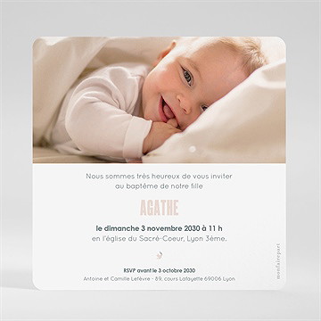 Faire-part de baptême envolée de colombes - Dos du faire-part