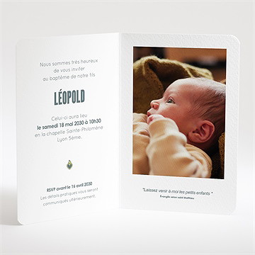 Faire-part de baptême coeur sacré - Intérieur du faire-part