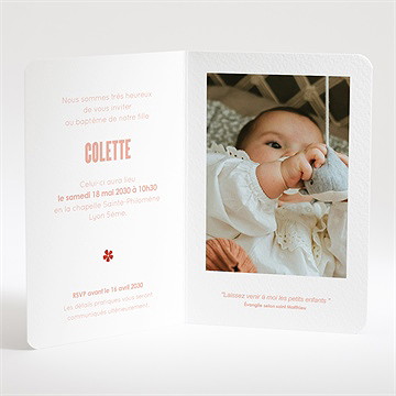 Faire-part de baptême charité plié - Intérieur du faire-part