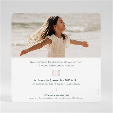 Faire-part communion vol de colombes - Dos du faire-part