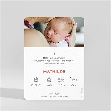 Faire-part naissance colombe nature - Dos du faire-part