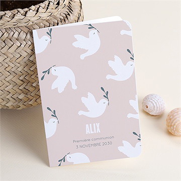 Faire-part communion vol de colombes plié