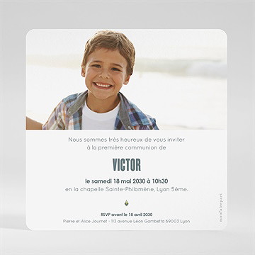 Faire-part communion protection carré - Dos du faire-part