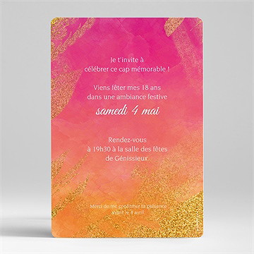 Invitation anniversaire en l'honneur de mes 18 ans - Dos de l'invitation