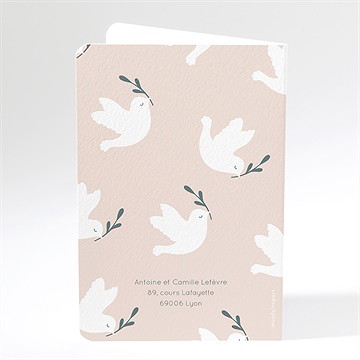 Faire-part de baptême envolée de colombes plié - Dos du faire-part
