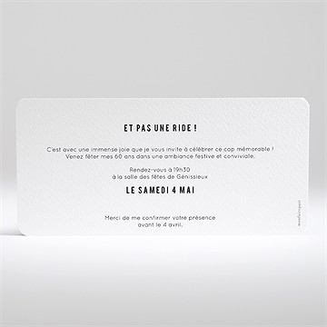 Invitation anniversaire 60 balais - Dos de l'invitation