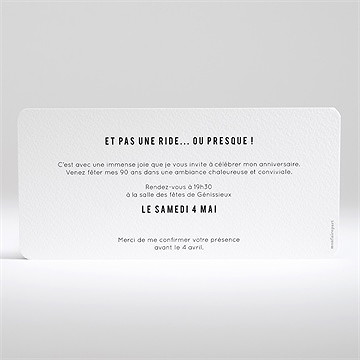 Invitation anniversaire 90 balais - Dos de l'invitation