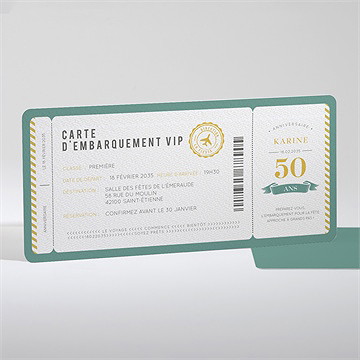 Invitation anniversaire carte d’embarquement 50 ans