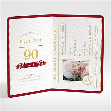 Invitation anniversaire passeport 90 ans - Intérieur de l'invitation