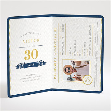 Invitation anniversaire passeport 30 ans - Intérieur de l'invitation