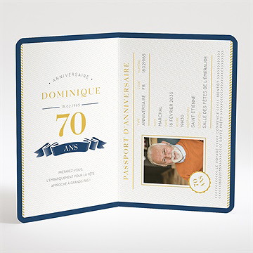 Invitation anniversaire passeport 70 ans - Intérieur de l'invitation