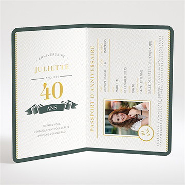 Invitation anniversaire passeport 40 ans - Intérieur de l'invitation