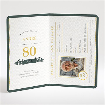 Invitation anniversaire passeport 80 ans - Intérieur de l'invitation
