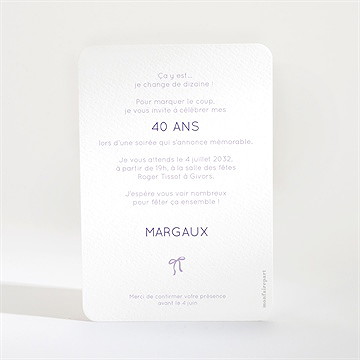 Invitation anniversaire dolce vita gâteau - Dos de la carte