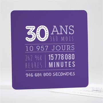 Invitation anniversaire 30 ans violet