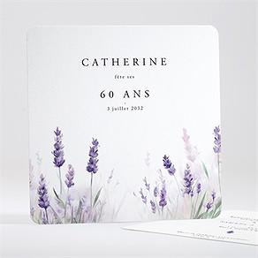 Invitation anniversaire lavande 60 ans