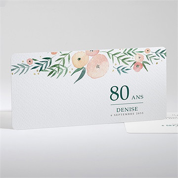 Invitation anniversaire fleurs de printemps 80 ans