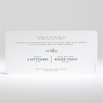 Invitation anniversaire fleurs de printemps 80 ans - Dos de l'invitation