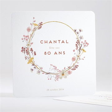 Invitation anniversaire couronne de fleurs 80 ans