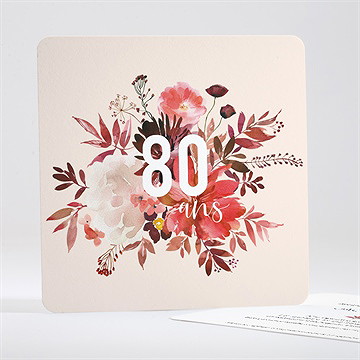 Invitation anniversaire bouquet de fleurs 80 ans