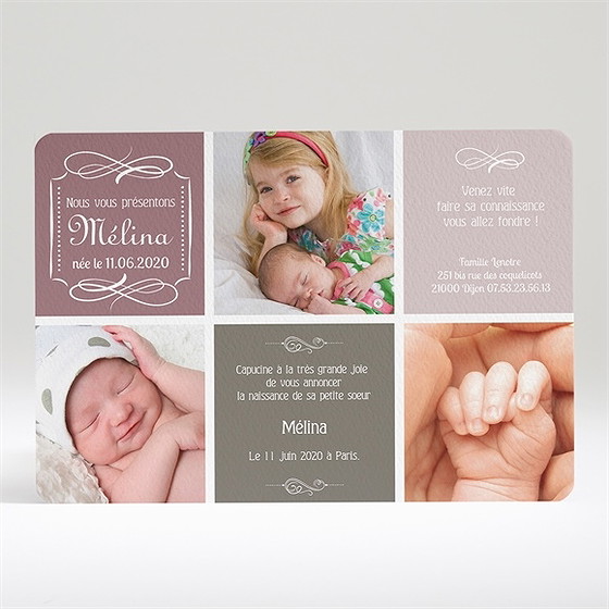 Faire-part naissance photo et typo retro vintage