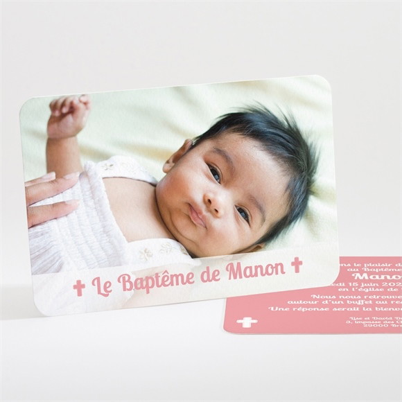 Faire-part de baptême Bandeau simple réf.N11117