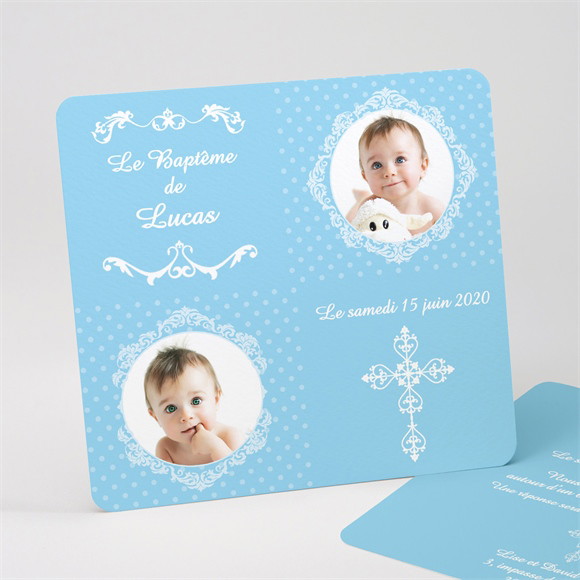 Faire-part de baptême Médaillon photo lui réf.N31146