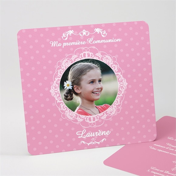 Faire-part communion Mon cadre rose réf.N31148