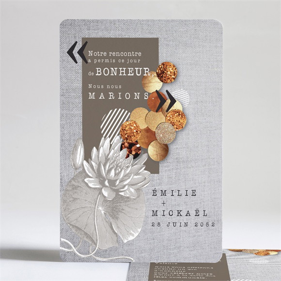 Faire-part mariage Gravure et motifs original réf.N24143