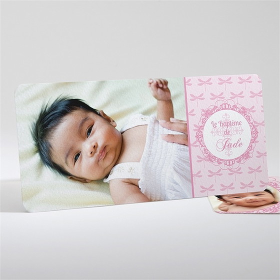 Faire-part de baptême cadres baroques et ronds