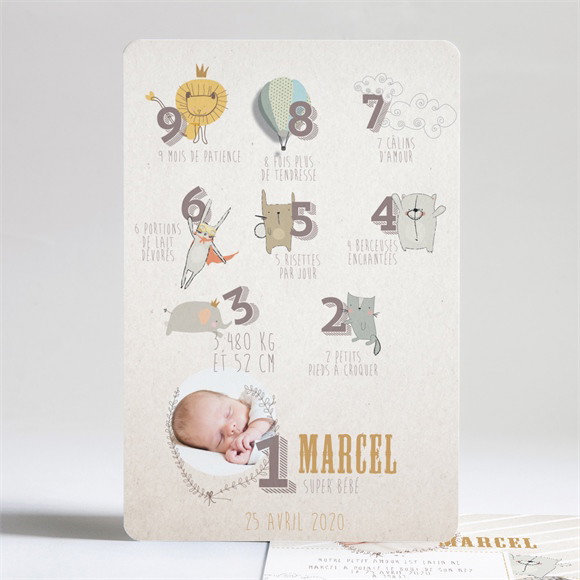 Faire-part naissance on compte avec les animaux réf.N24148