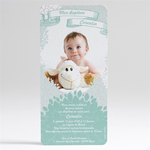 Faire-part de baptême Bouquet de feuilles réf.N22019