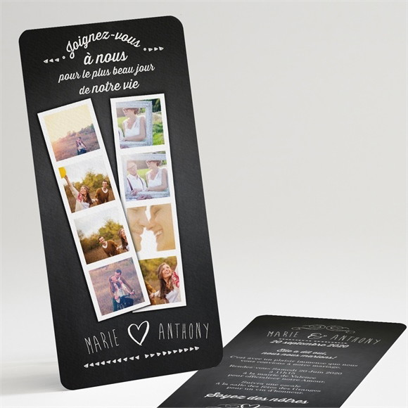 Faire-part mariage Photomaton et ardoise réf.N22116