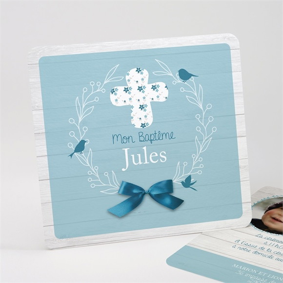 Faire-part de baptême Noeud et croix réf.N31197