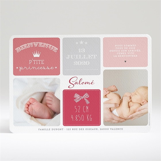 Faire-part naissance bienvenue petite princesse