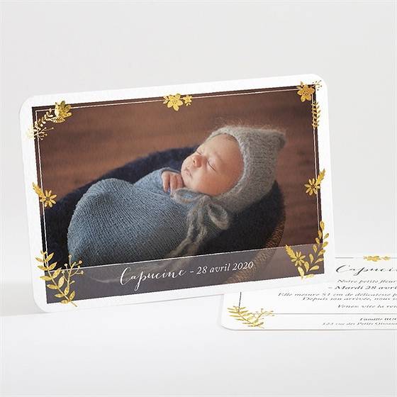 Faire-part naissance feuillage classique et chic