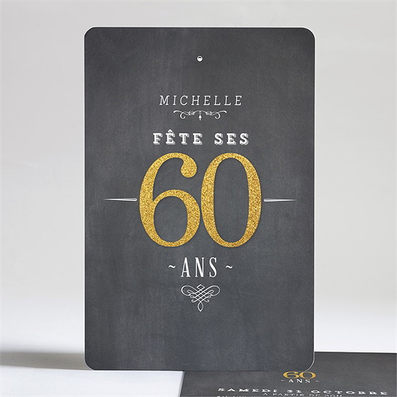 Invitation anniversaire ardoise et gold