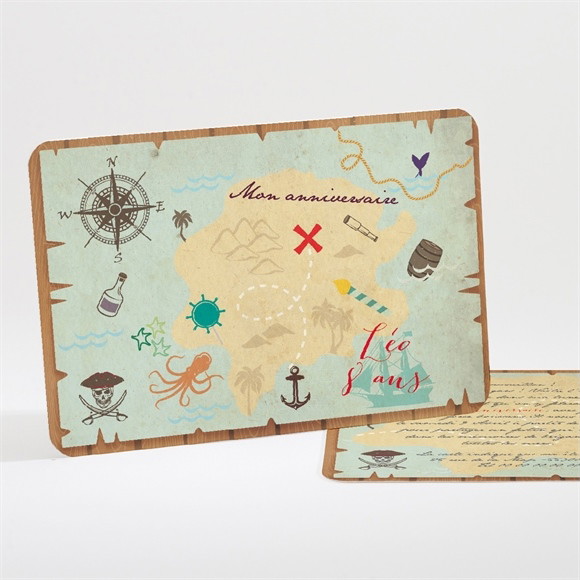 Invitation anniversaire Carte au trésor réf.N11159