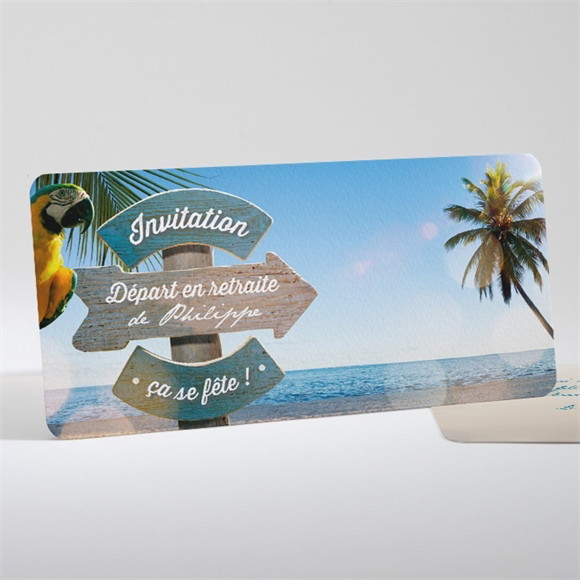 Carte invitation départ à la retraite Vacances méritées ! réf.N13159