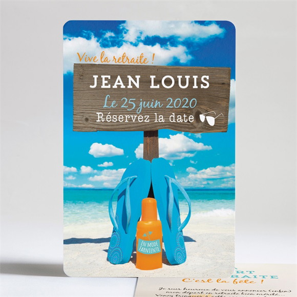 Carte invitation départ à la retraite Rêves de voyage réf.N241114