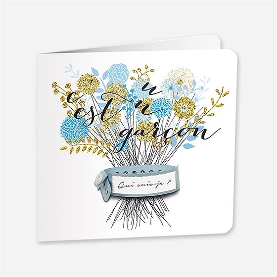 Faire-part naissance joli bouquet vintage