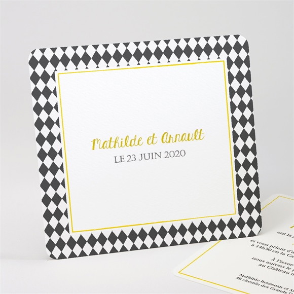 Faire-part mariage Damier geometrique réf.N311187