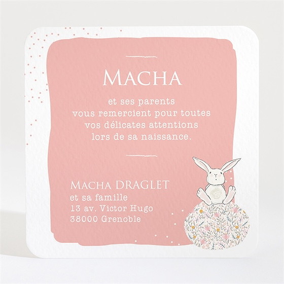 Remerciement naissance tendre lapin