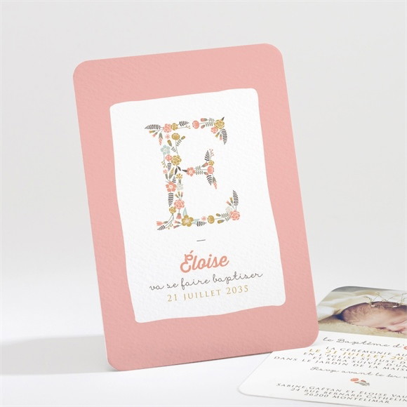 Faire-part de baptême Initiales à motifs réf.N211147