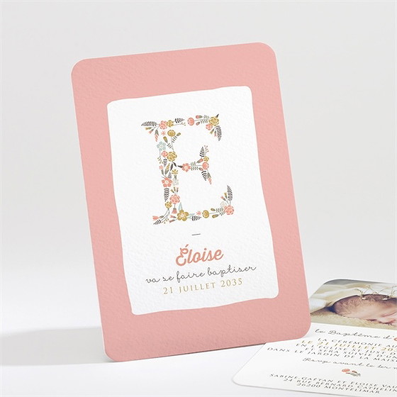 Faire-part de baptême initiales à motifs